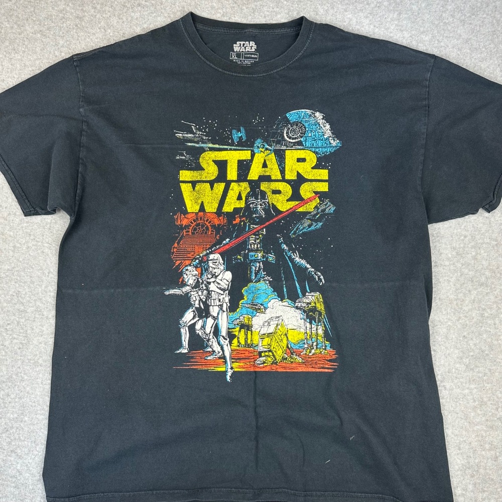 Star Wars Fifth Sun‎ Mens XL T-Shirt Black Darth Vader Stormtrooper Graphic Tee